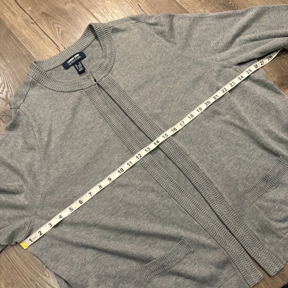 LANDS' END Outfitters Cardigan Women's 3X Open Front Sweater Gray Cotton Modal - Picture 11 of 12